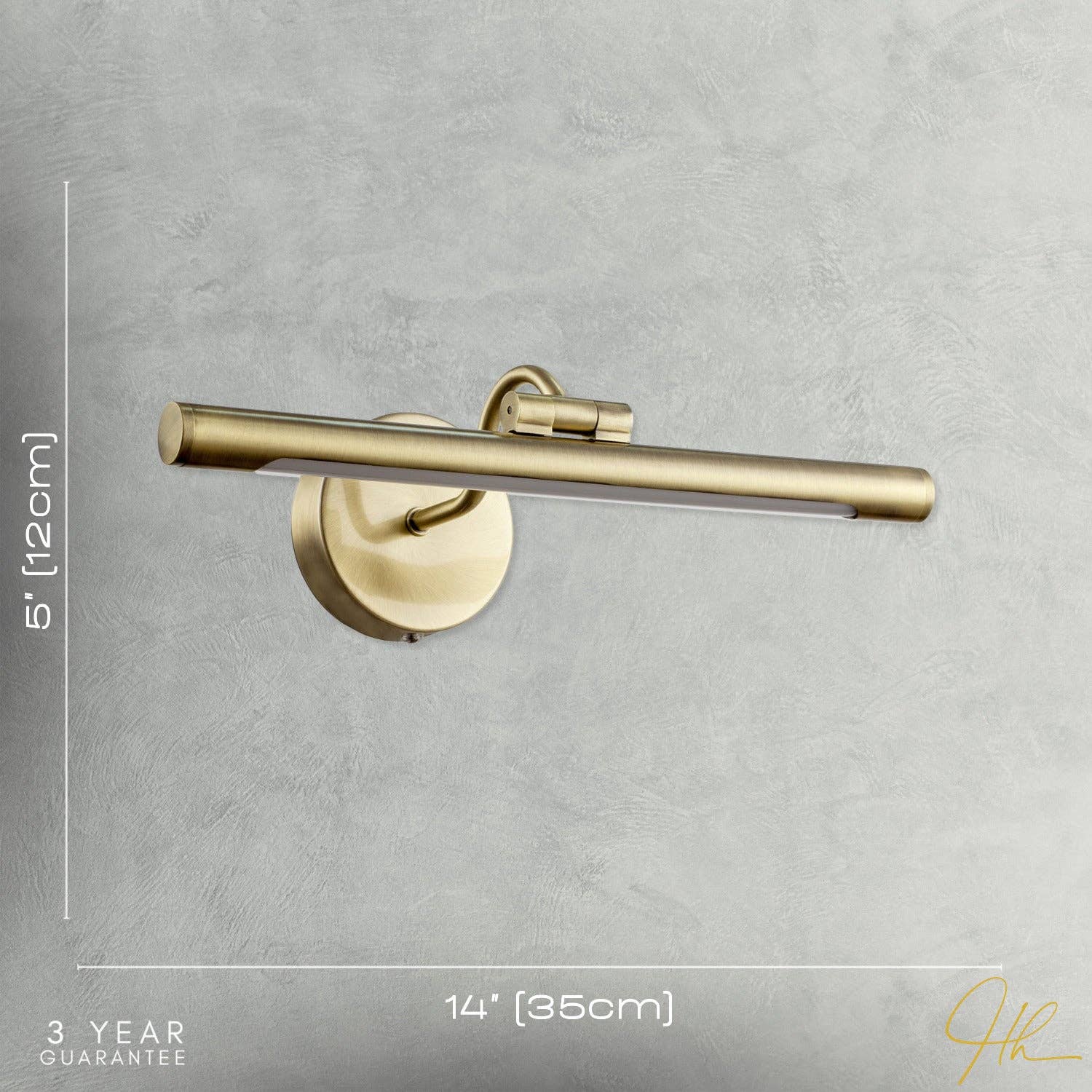 Arvo Rechargeable Picture Light — Antique Brass, Touch Dimmer