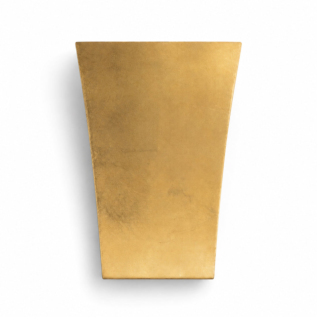 Front view of the Alma gold leaf plaster wall light, unlit