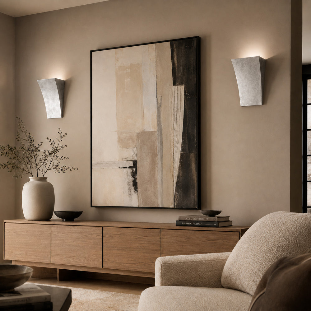 Alma Wall Light — Silver Leaf Plaster after dark