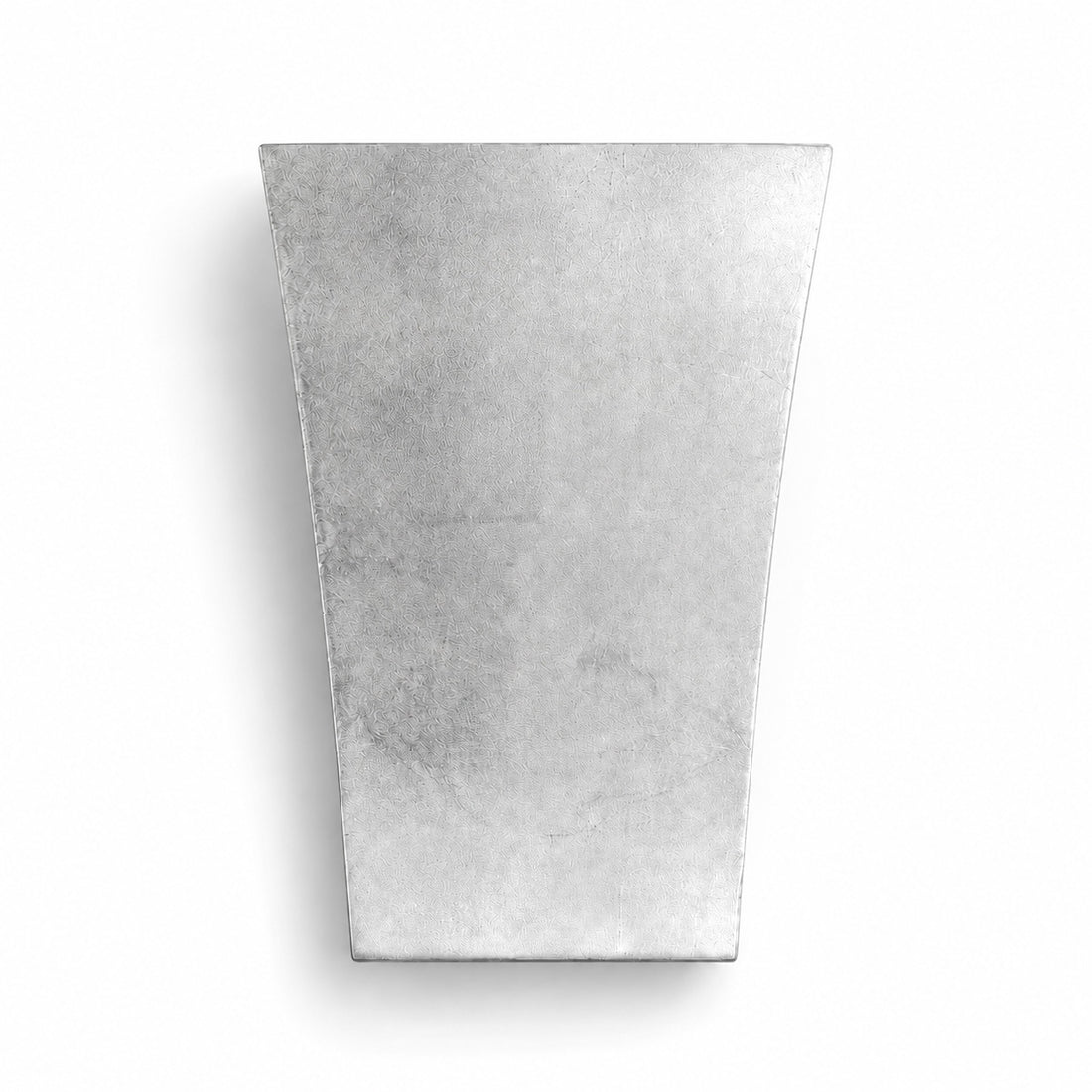 Front view of the Alma silver leaf plaster wall light, unlit
