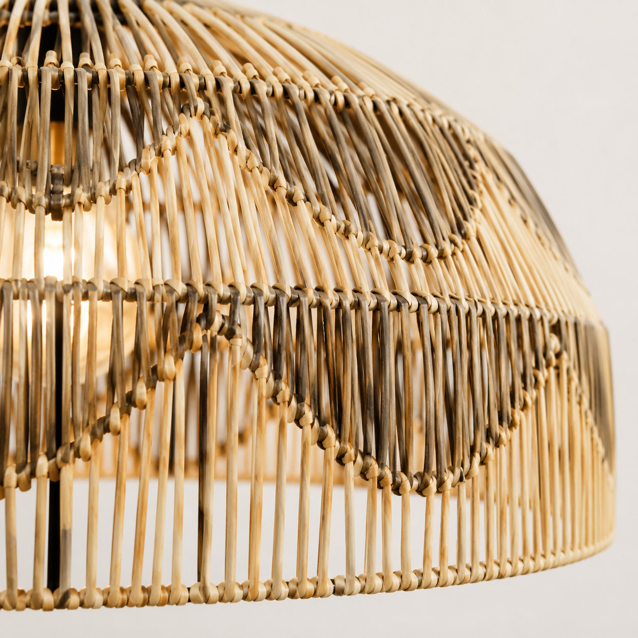 Alpa Two-Tone Rattan Dome Pendant — Natural & Charcoal, 66cm
