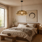 Alpa Two-Tone Rattan Dome Pendant — Natural & Charcoal, 66cm