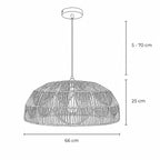 Alpa Two-Tone Rattan Dome Pendant — Natural & Charcoal, 66cm