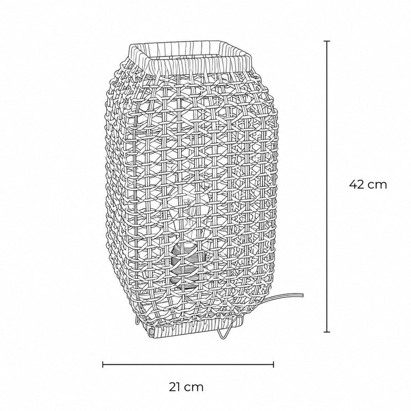 Amba Rattan Table Lamp — Natural Woven, 42cm dimensions