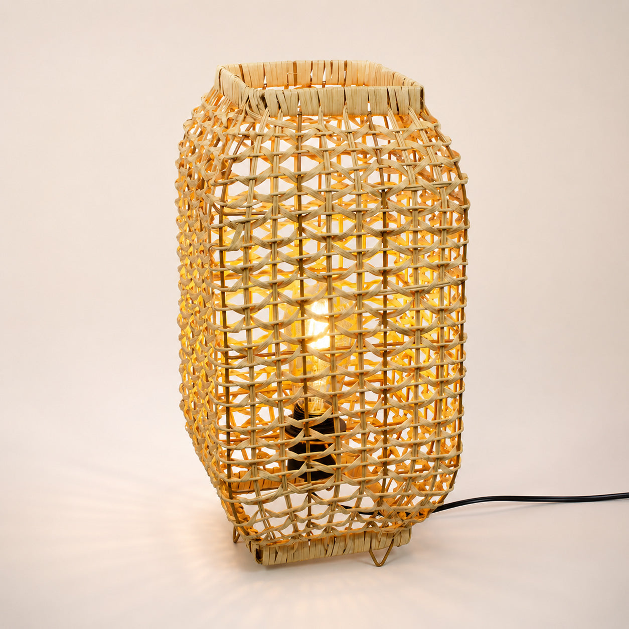 Amba Rattan Table Lamp — Natural Woven, 42cm