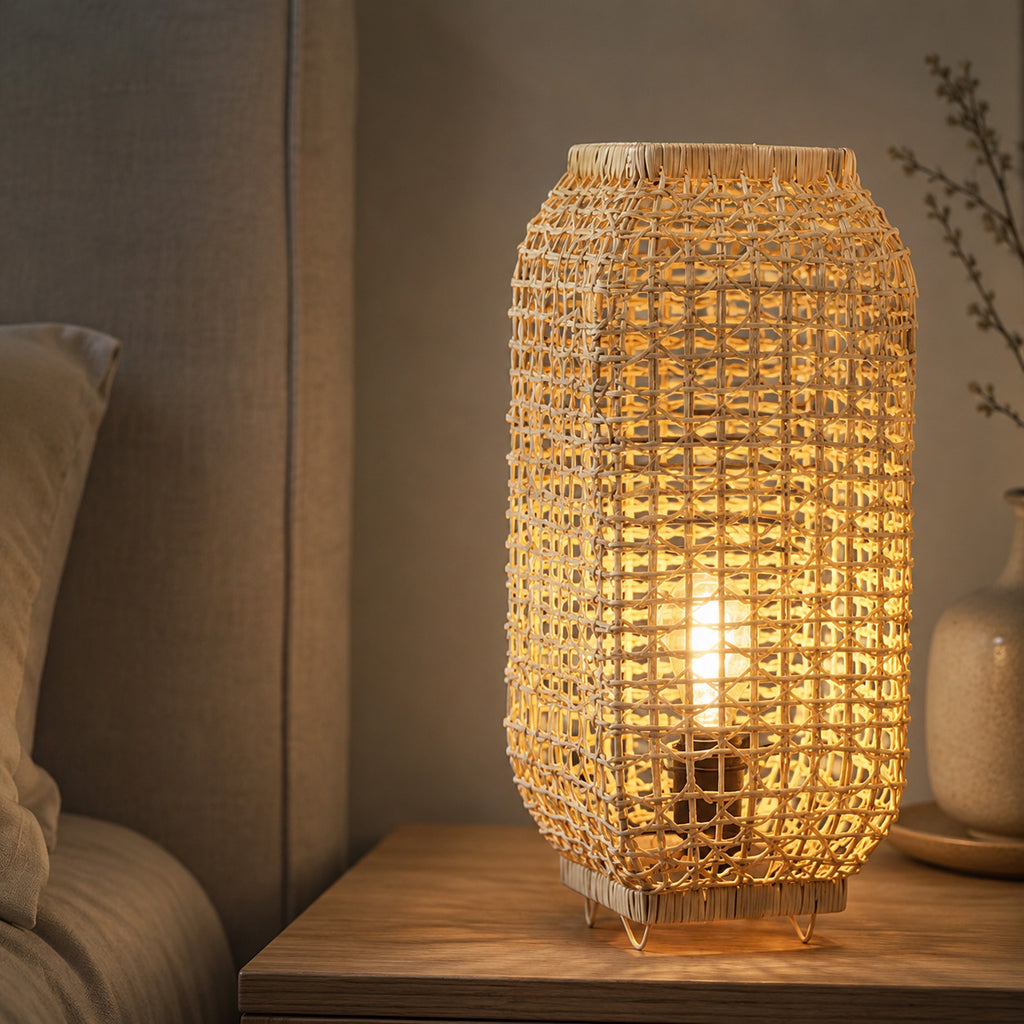Amba Rattan Table Lamp — Natural Woven, 52cm