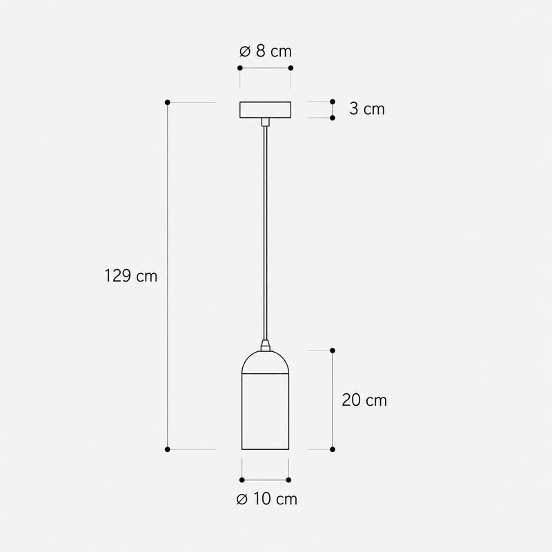 Ando Concrete Pendant Light — Natural Grey, Cylinder dimensions