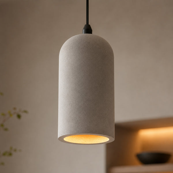 Ando Concrete Pendant Light — Natural Grey, Cylinder