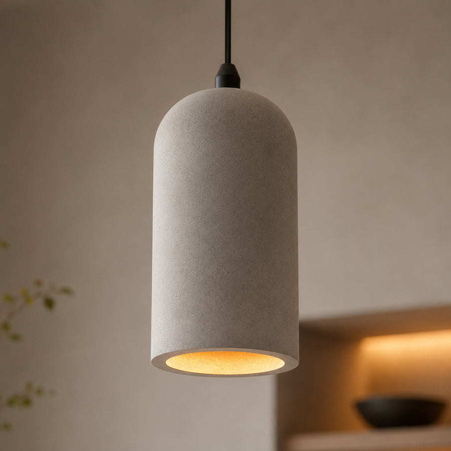 Ando Concrete Pendant Light — Natural Grey, Cylinder
