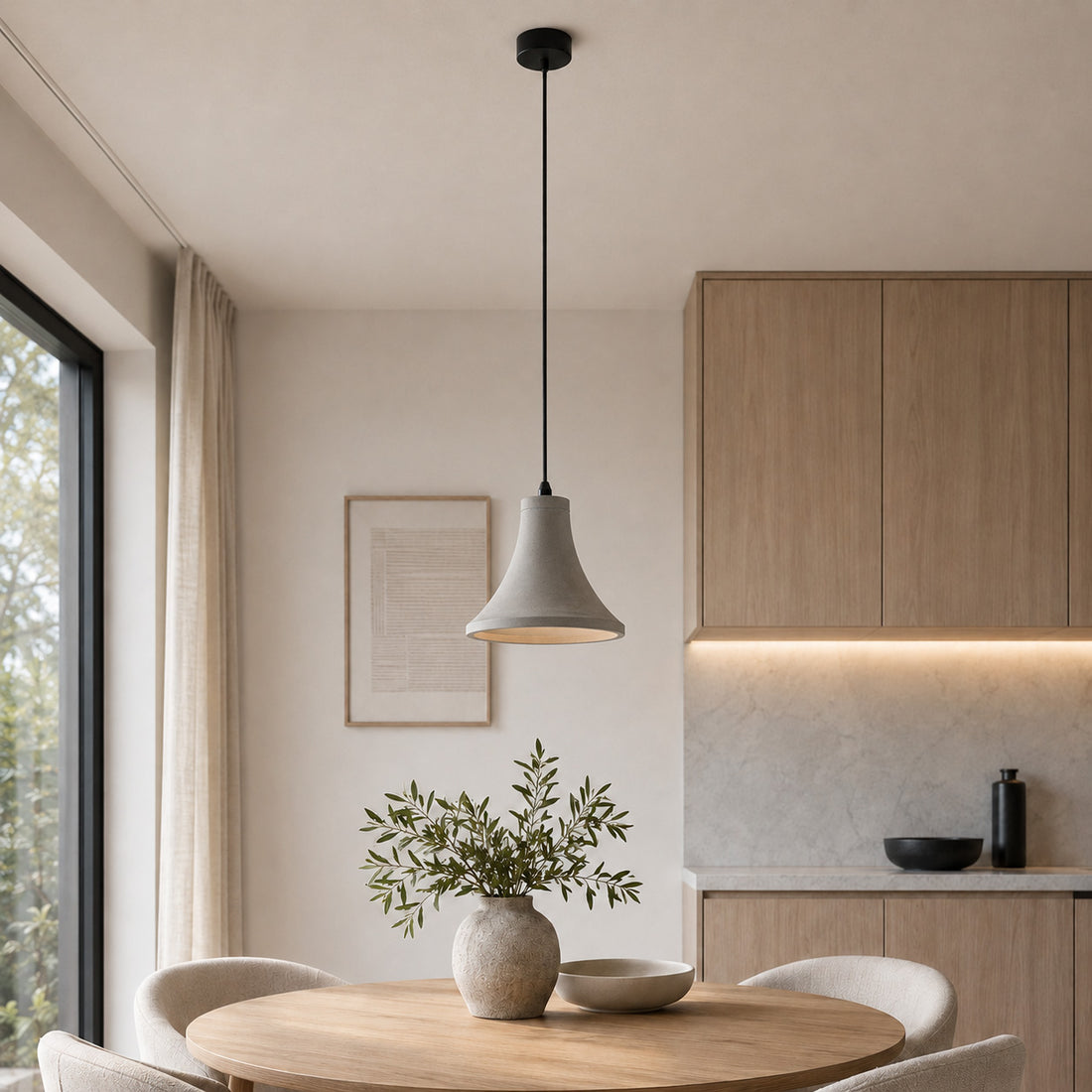 Ando Concrete Pendant Light — Natural Grey, Bell