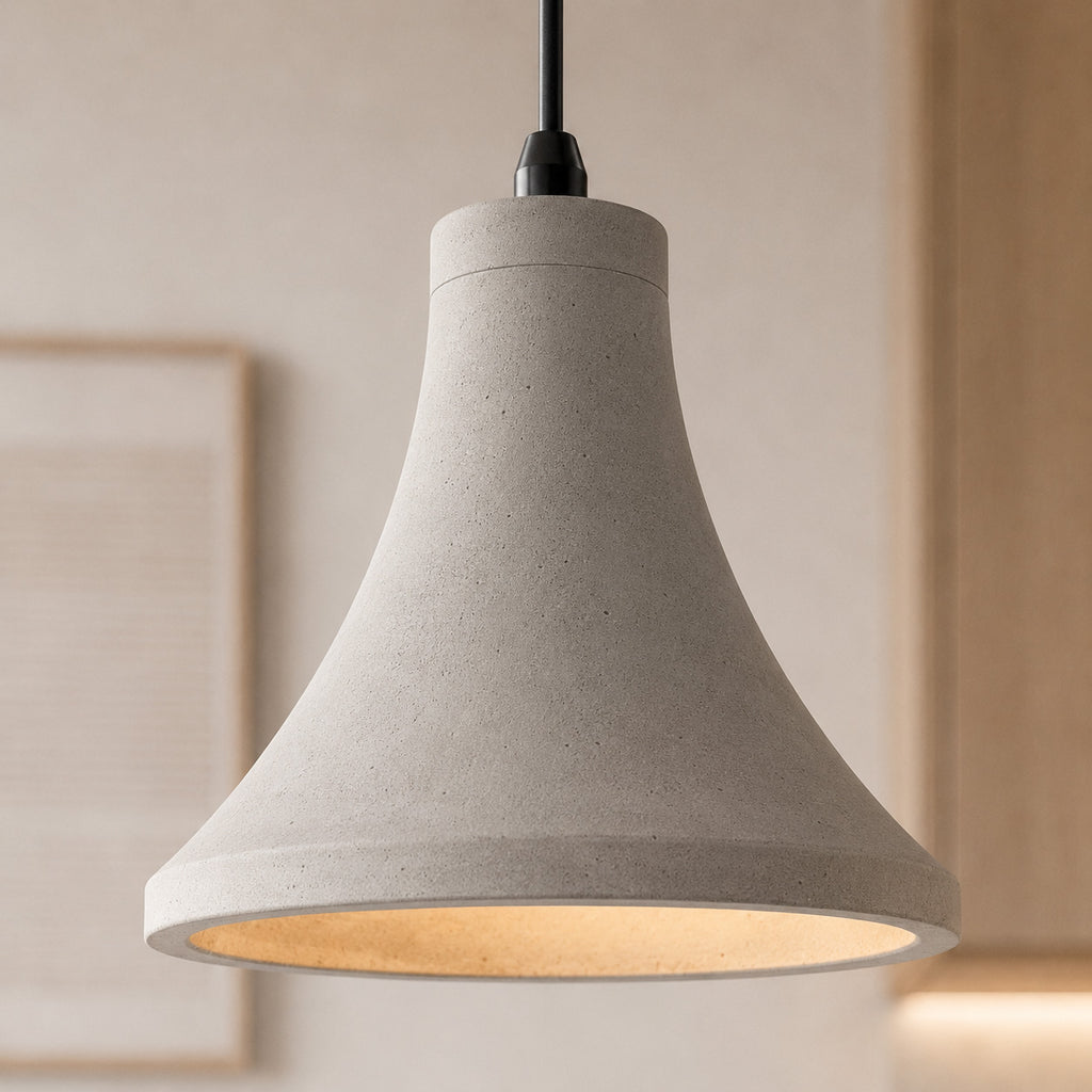 Ando Concrete Pendant Light — Natural Grey, Bell