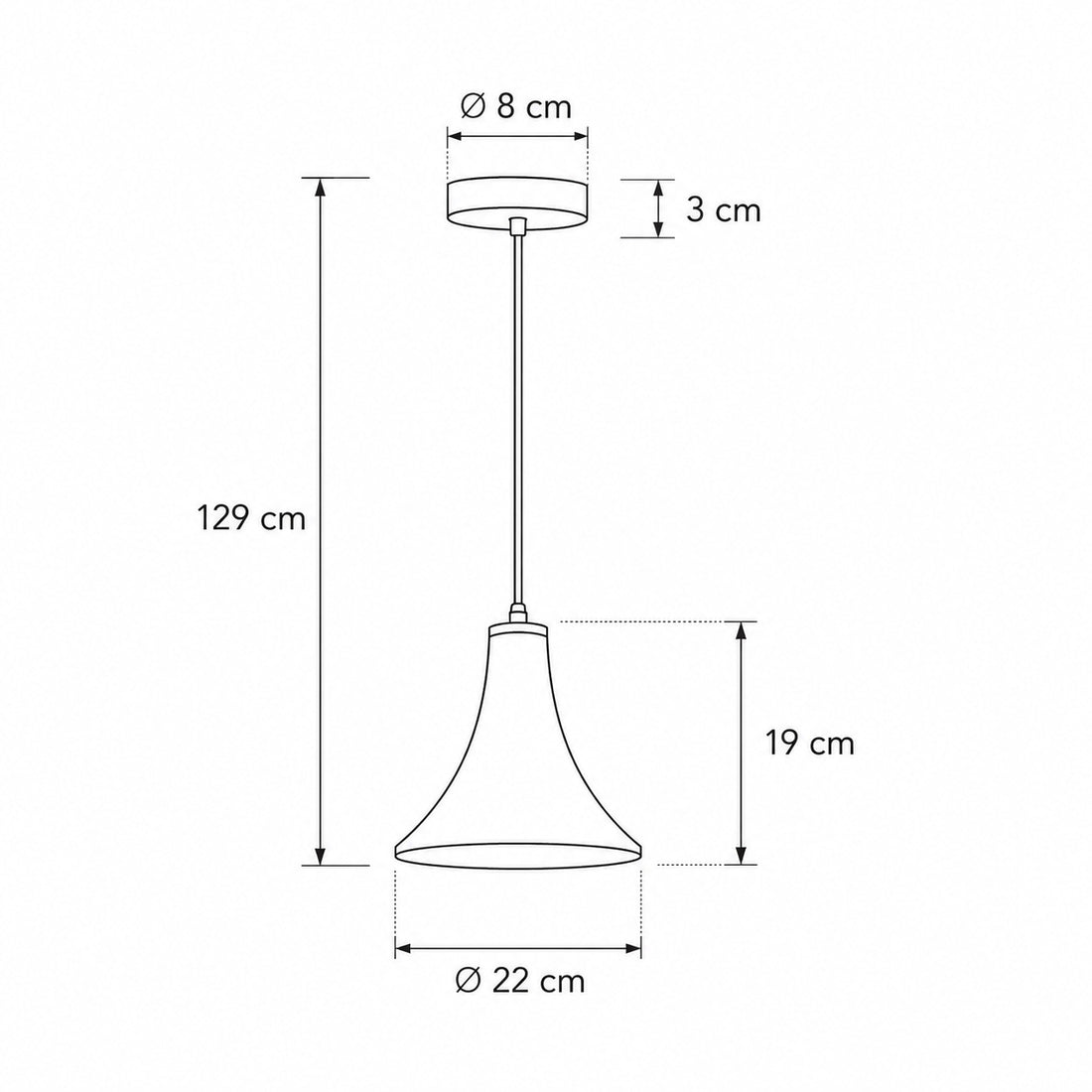 Dimensions for Ando Concrete Pendant Light — Natural Grey, Bell