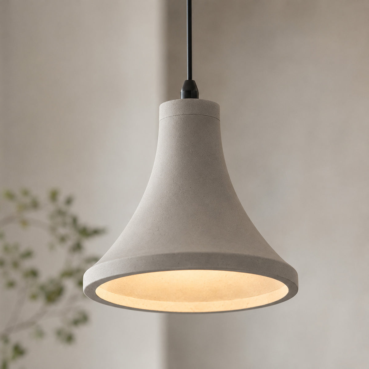 Ando Concrete Pendant Light — Natural Grey, Bell