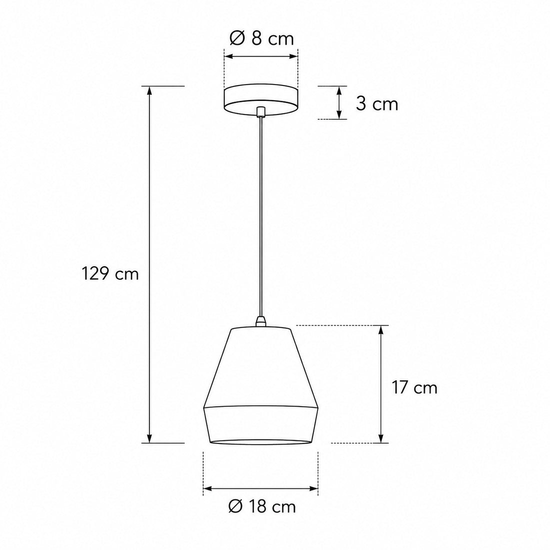 Dimensions for Ando Concrete Pendant Light — Natural Grey, Jar