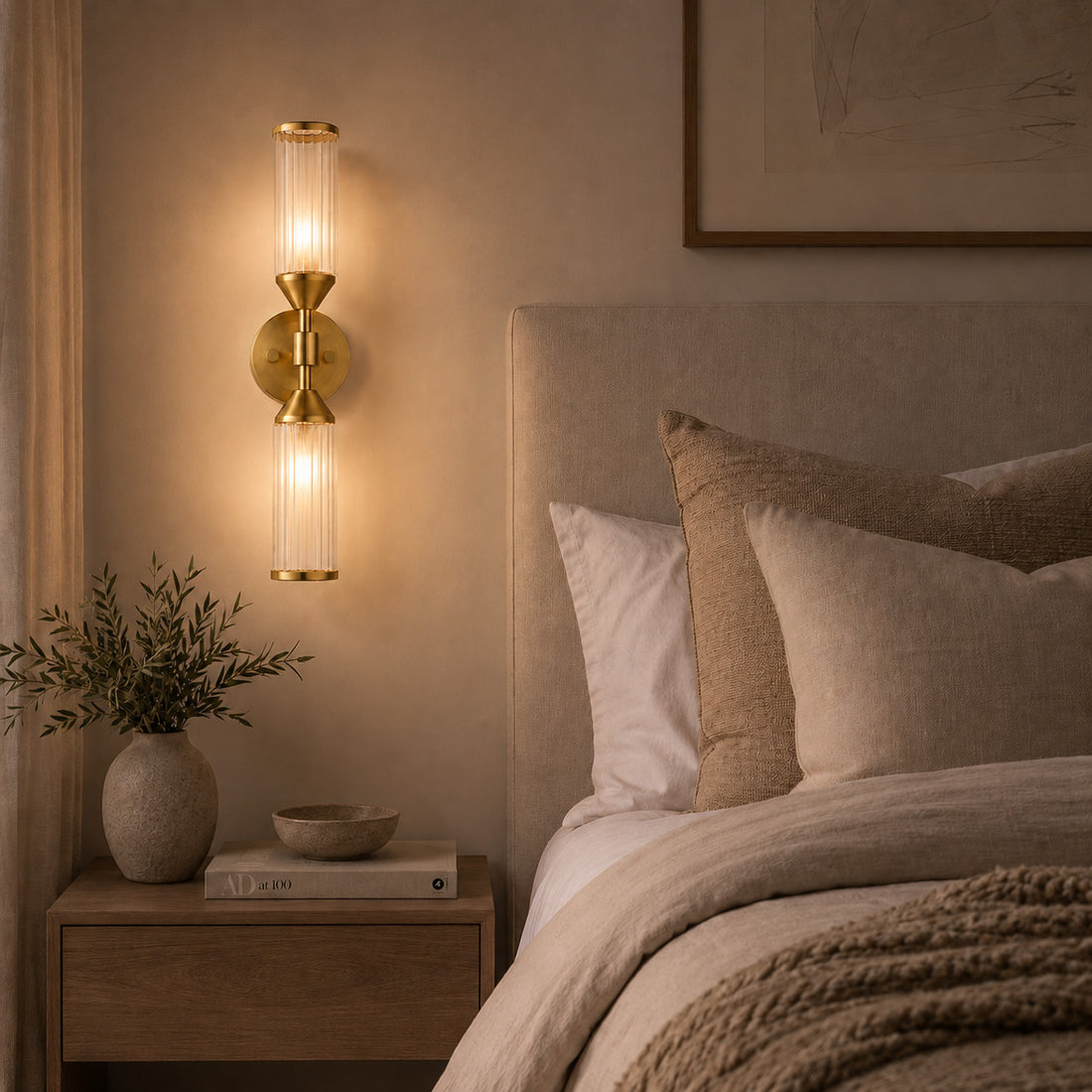How Apollo Cylinder Wall Light — Glass, Gold lights a room