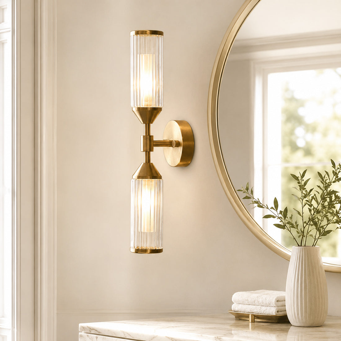 Apollo Cylinder Wall Light — Glass, Gold
