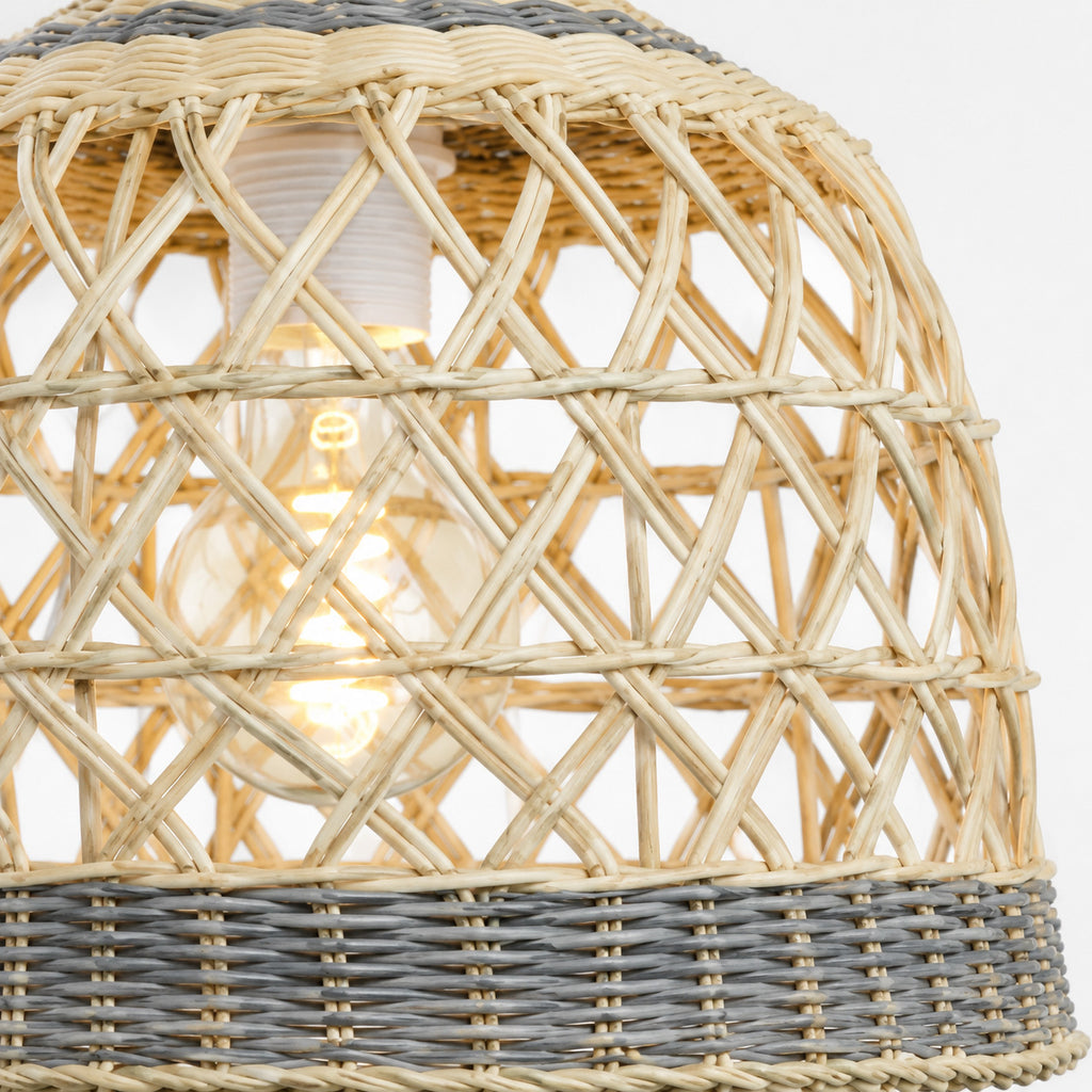 Aranne Two-Tone Rattan Pendant Light — Natural & Brown, 35cm
