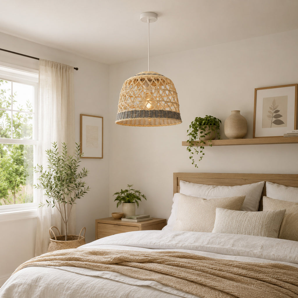 Aranne Two-Tone Rattan Pendant Light — Natural & Brown, 35cm