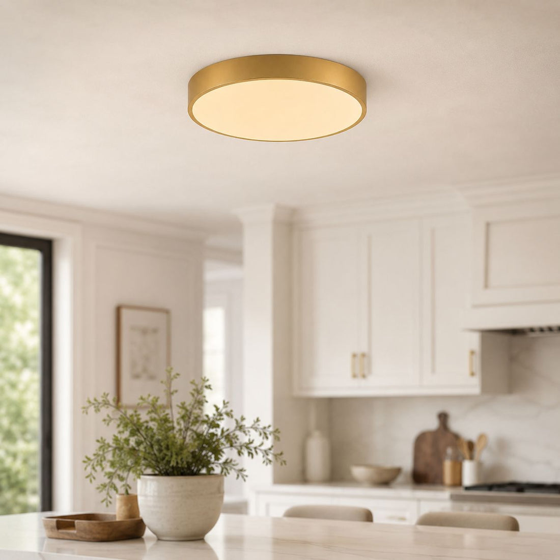 Aurelia Modern Round LED Ceiling Light — Dimmable, Gold