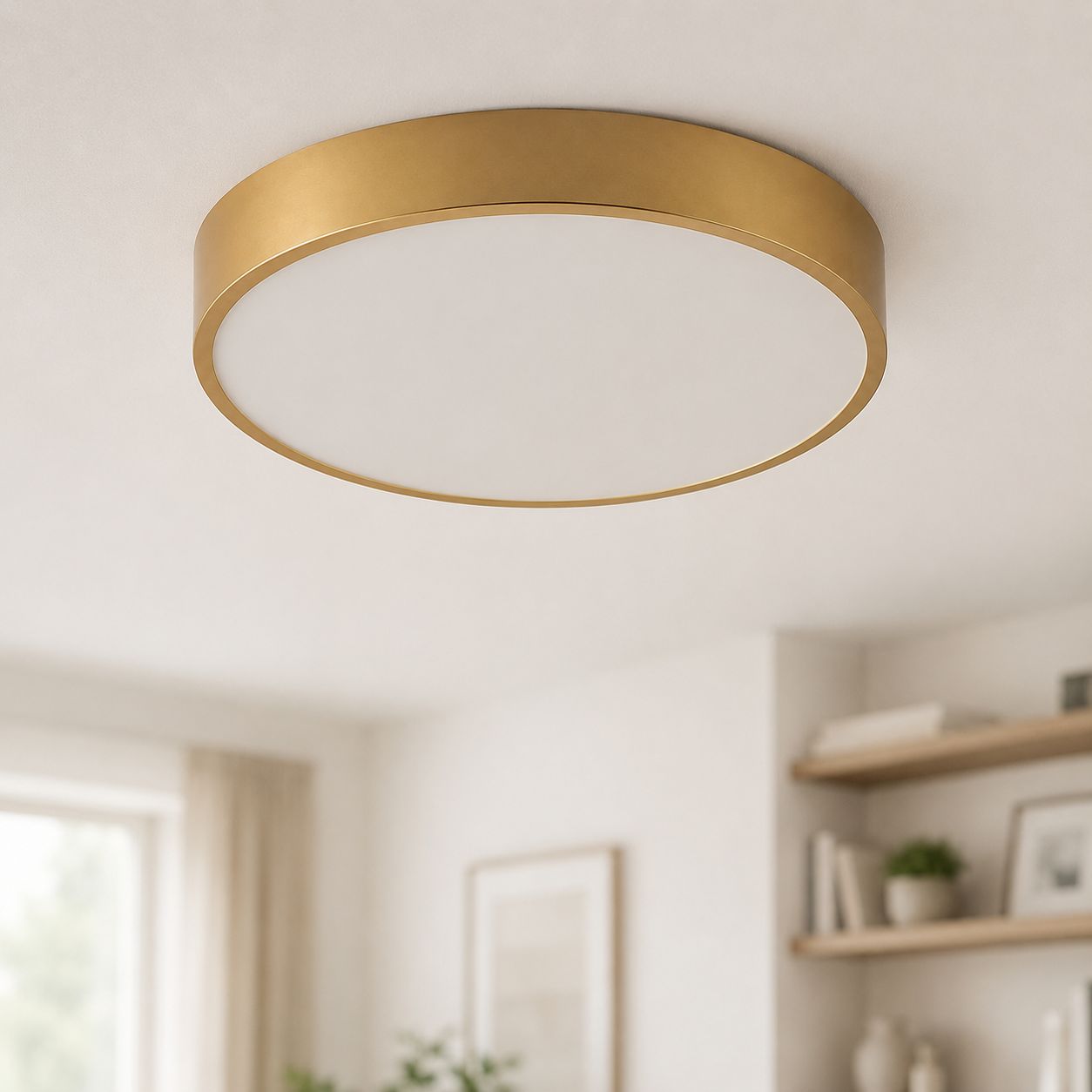 Aurelia Modern Round LED Ceiling Light — Dimmable, Gold