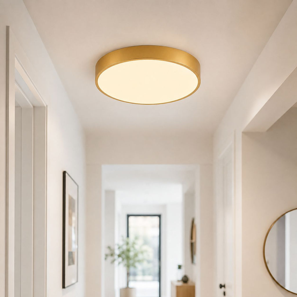 Aurelia Modern Round LED Ceiling Light — Dimmable, Gold