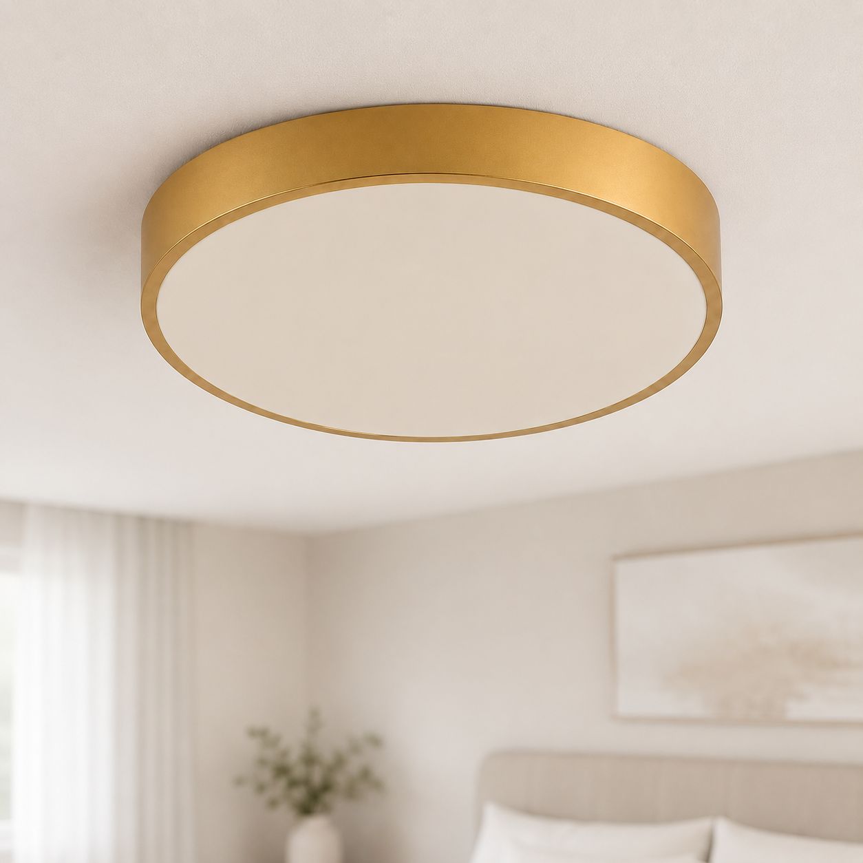 Aurelia Modern Round LED Ceiling Light — Dimmable, Gold