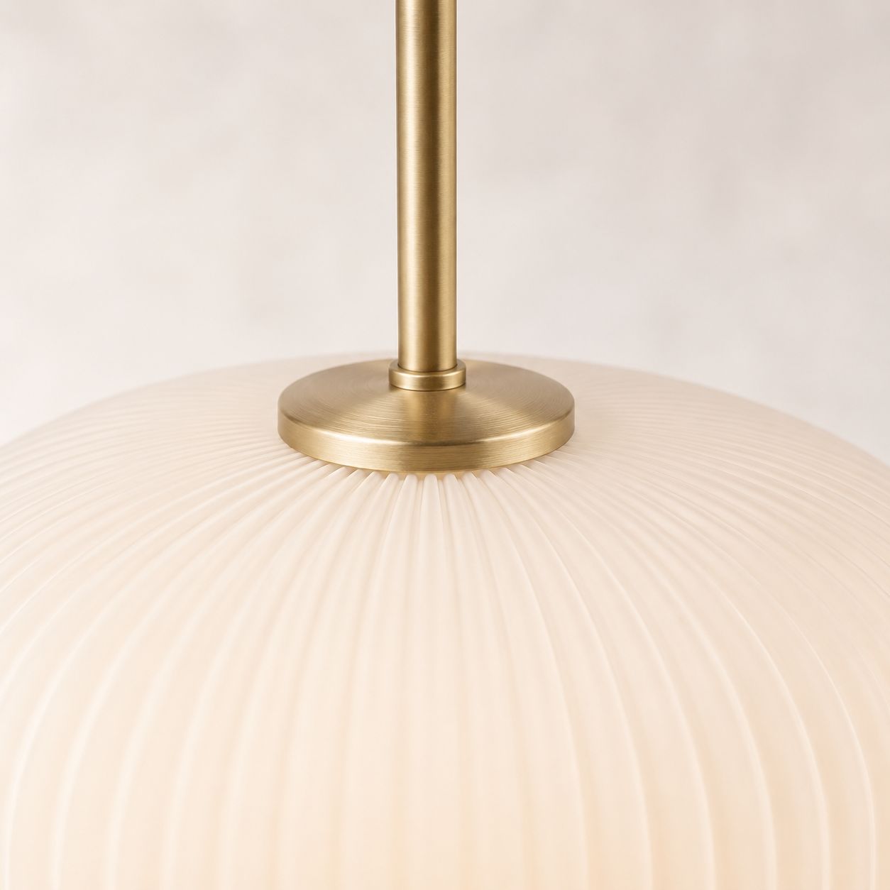 Bellamy Ribbed Globe Pendant — White Glass, Gold