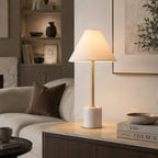 Calista Marble Base Table Lamp — Gold & White