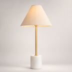 Calista Marble Base Table Lamp — Gold & White