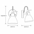 Callas wall spot light dimensions drawing: 800mm high, 60mm wide, 60mm deep