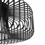 Cassio black cage pendant, close-up detail of the curved wire frame