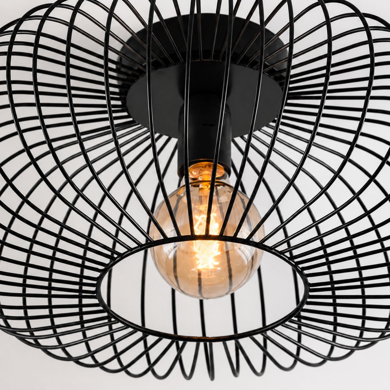Cayo Industrial Cage Ceiling Light — Black