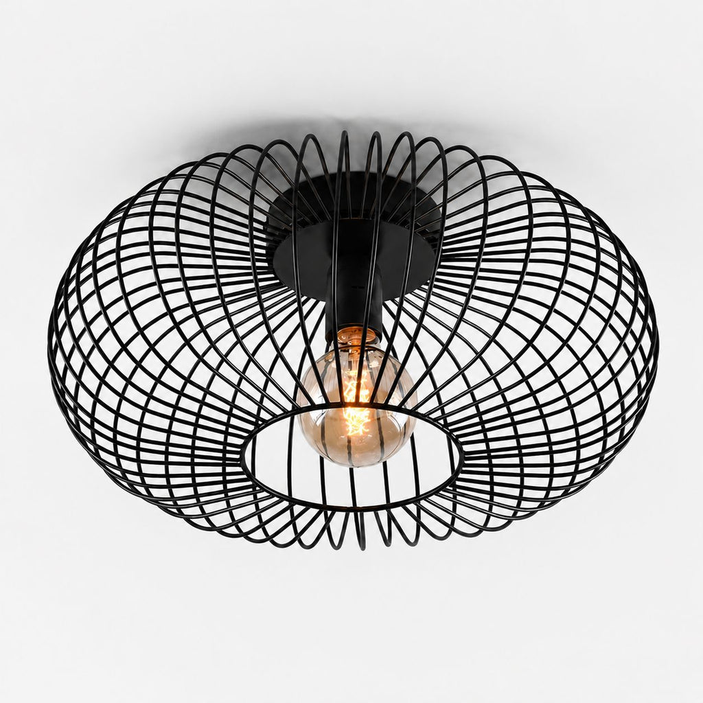 Cayo Industrial Cage Ceiling Light — Black