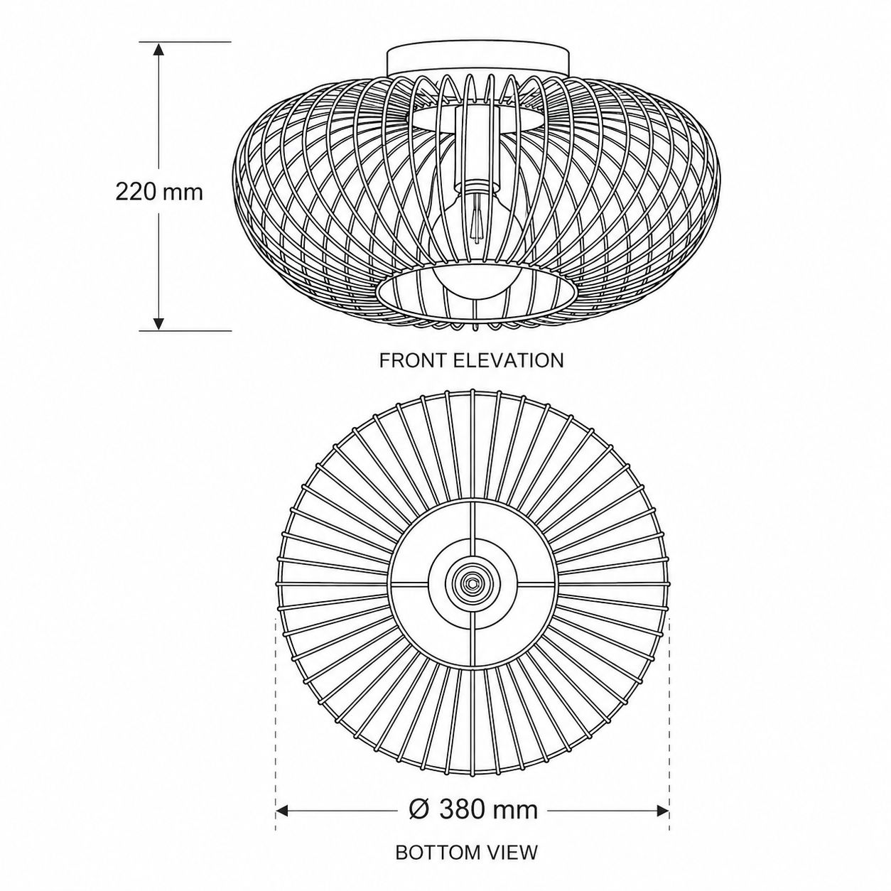 Cayo Industrial Cage Ceiling Light — Black