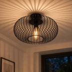 Cayo Industrial Cage Ceiling Light — Black