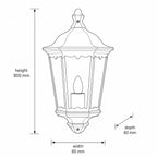 Corben half lantern dimensions drawing: 800mm high, 60mm wide, 60mm deep