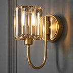 Cortona Faceted Glass Wall Light — Antique Brass