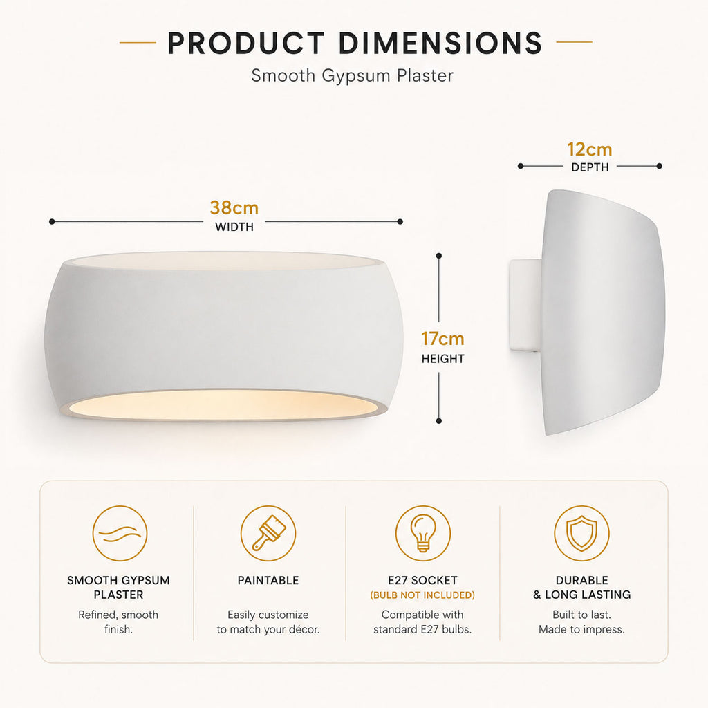 Corvo Up Down Paintable Wall Light Sconce — Plaster, White