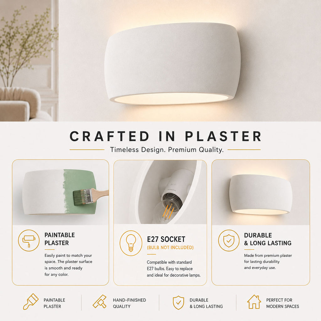 Corvo Up Down Paintable Wall Light Sconce — Plaster, White