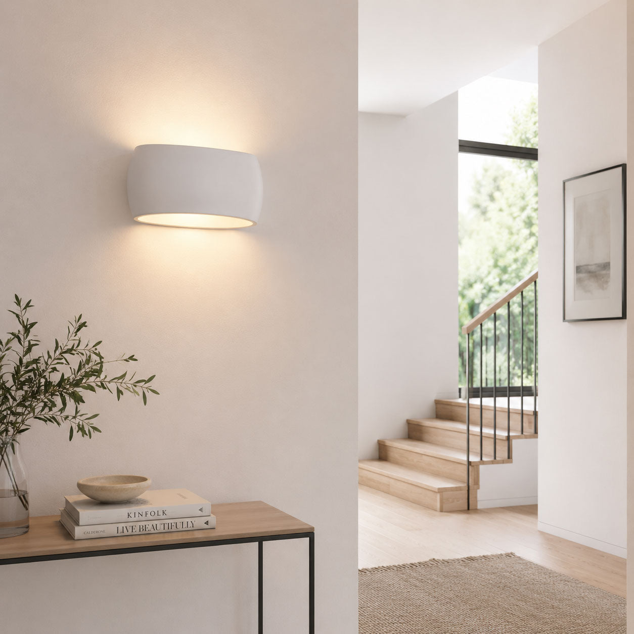 Corvo Up Down Paintable Wall Light Sconce — Plaster, White