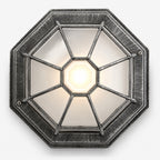 Corvus Hexagonal Outdoor Lantern — Glass, Brushed Black/Silver
