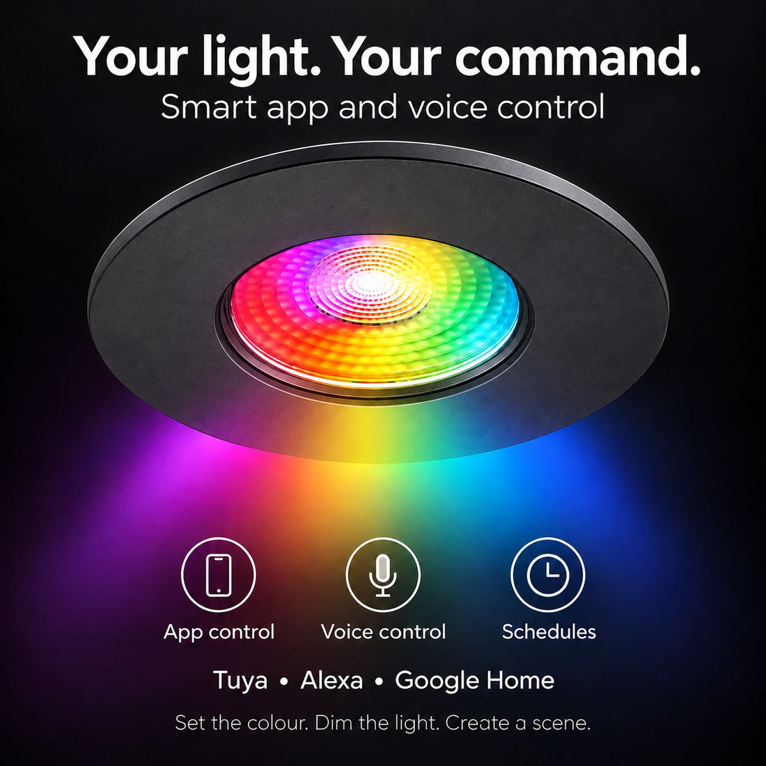 Creo Smart RGB Fire Rated Downlight — Matt Black, IP65