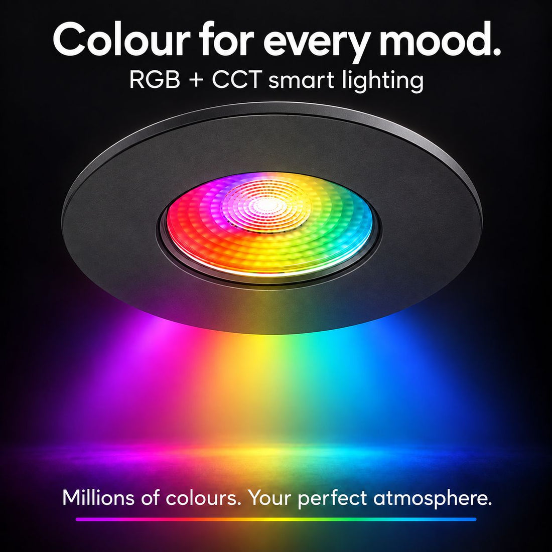 Creo Smart RGB Fire Rated Downlight — Matt Black, IP65