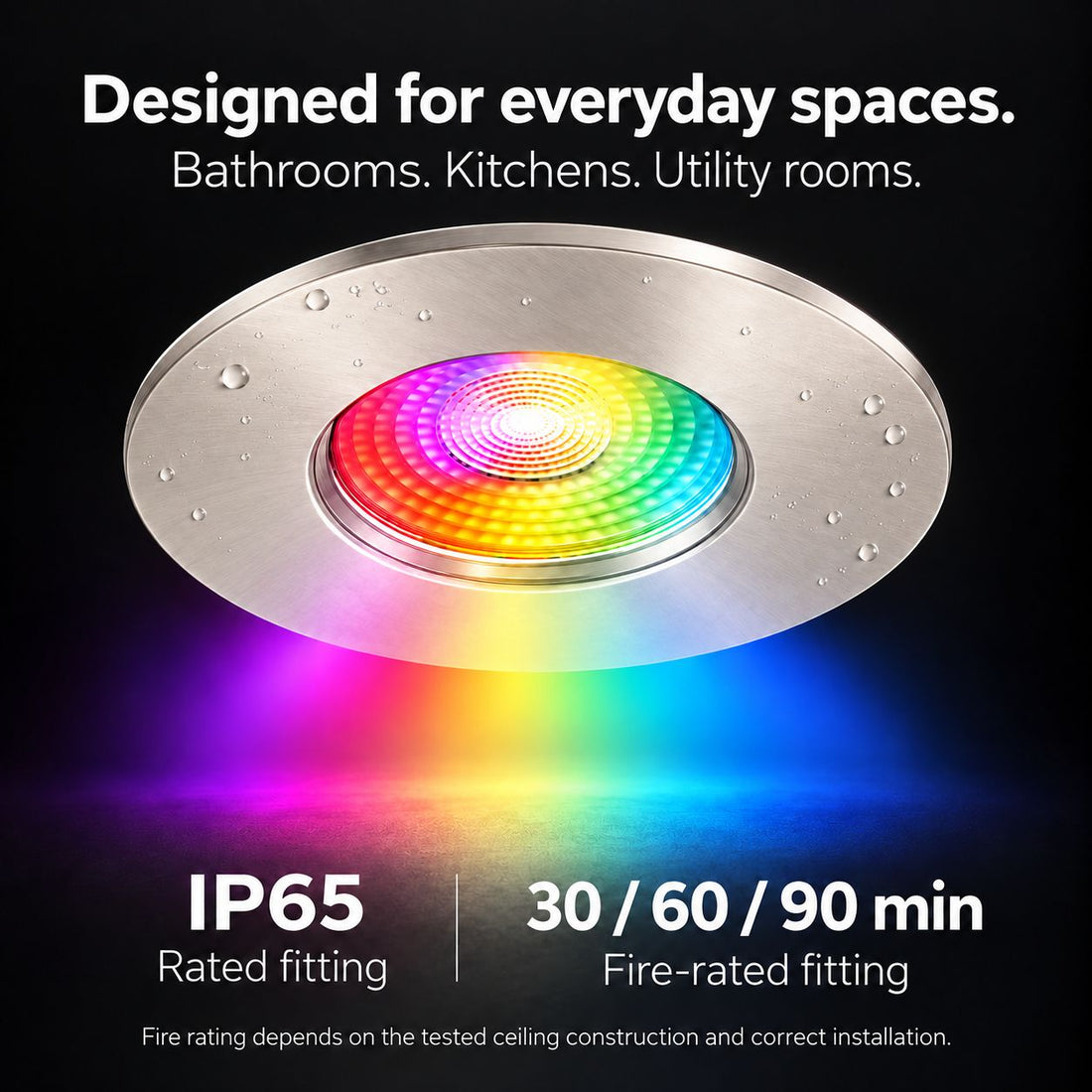 Creo Smart RGB Fire Rated Downlight — Satin Nickel, IP65