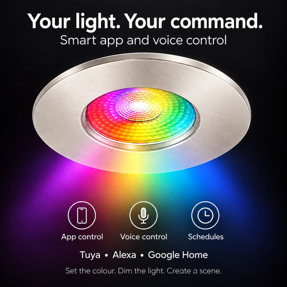 Creo Smart RGB Fire Rated Downlight — Satin Nickel, IP20