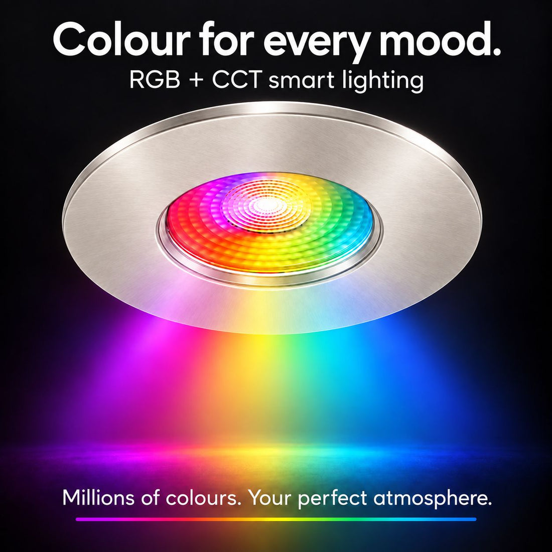 Creo Smart RGB Fire Rated Downlight — Satin Nickel, IP20