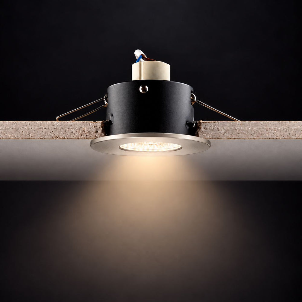 Creo Smart RGB Fire Rated Downlight — Satin Nickel, IP20 after dark
