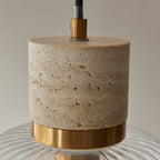 Taverna Ribbed Glass Pendant Light — Travertine & Vintage Brass