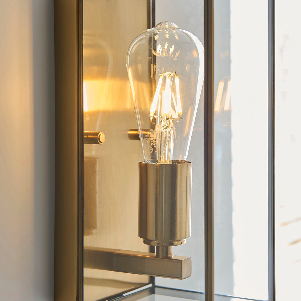 Varel Box Lantern Wall Light — Aged Brass