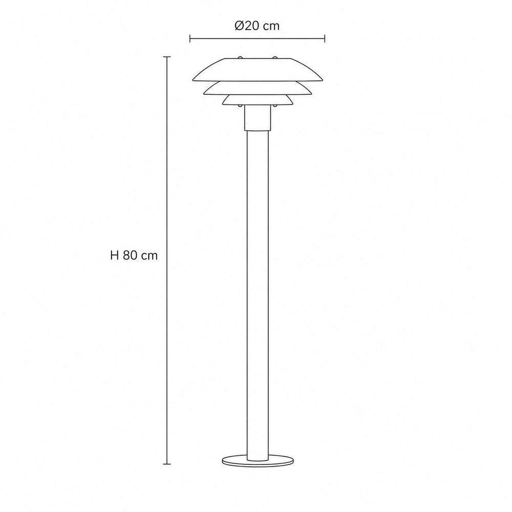 Dimensions for DL20 Outdoor Path Light — Matt Black, 80cm